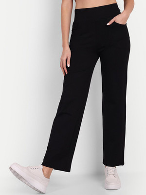 Broadstar Straight Fit Women Black Trousers