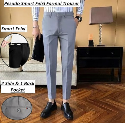 pesado Slim Fit Men Grey Trousers