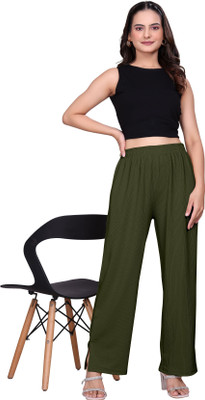 KNOVA Straight Fit Women Dark Green Trousers