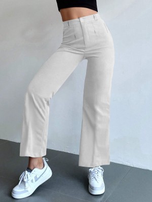 MP40 Flared, Loose Fit, Relaxed Women White Trousers