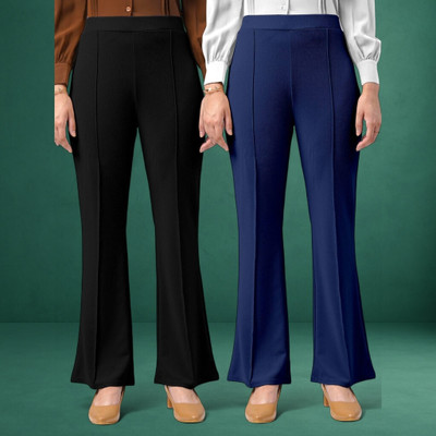 Anitafashion Comfort Fit, Regular Fit Women Black, Dark Blue Trousers