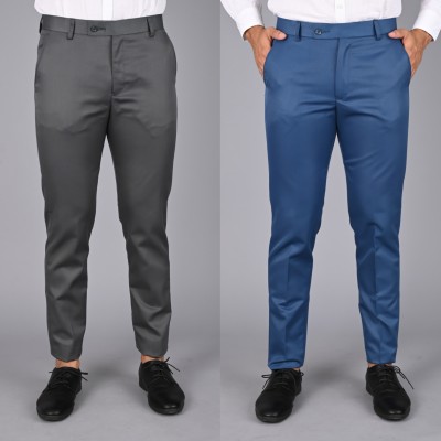 MANCREW Regular Fit Men Blue Trousers