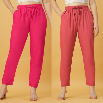 GANIX FASHION THAT DEFINE YOU Regular Fit Women Pink, Orange Trousers