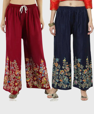 Meyara Relaxed Women Blue, Maroon Trousers