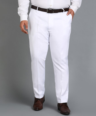 METRONAUT PLUS Plus Size Slim Fit Men White Trousers