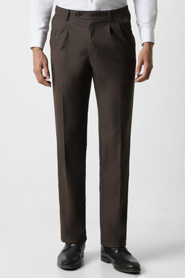 VAN HEUSEN Regular Fit Men Brown Trousers