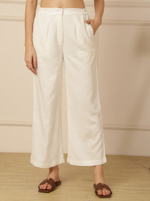 Ranng Label Regular Fit Women Beige Trousers