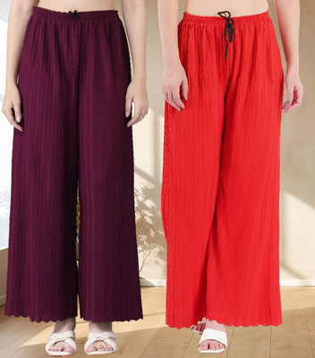 KWSH Regular Fit Women Green, Maroon Trousers
