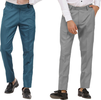 LAHSUAK Regular Fit Men Dark Blue, Grey Trousers