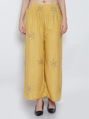 Bamboo Breeze Flared Women Beige Trousers