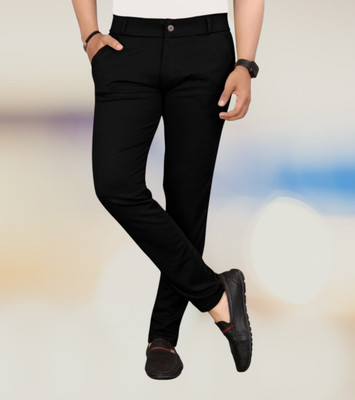 chirag enterprises Regular Fit Men Black Trousers