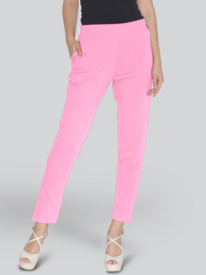 Lyra Slim Fit Women Pink Trousers