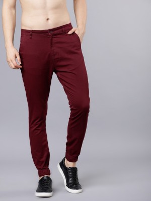 HIGHLANDER Slim Fit Men Maroon Trousers