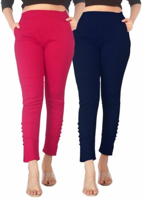 Mysha Regular Fit Women Dark Blue, Pink Trousers