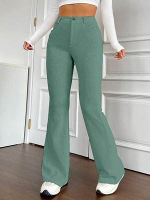Rajovati Slim Fit Women Green Trousers