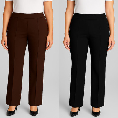 KARIMA INETERNATIONAL Regular Fit Women Brown, Black Trousers