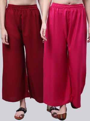 VALLES365 by S.c. Flared Women Maroon, Pink Trousers