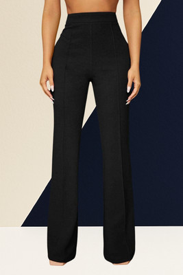 SKD TRENDZ Comfort Fit, Regular Fit Women Black Trousers