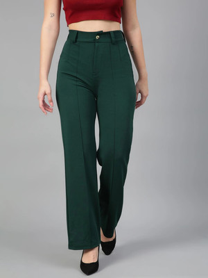 KVDEV Regular Fit Women Dark Green Trousers