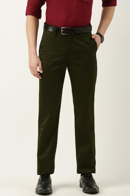 PETER ENGLAND Regular Fit Men Green Trousers