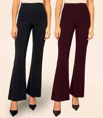 LEE TEX Regular Fit Women Black, Maroon Trousers