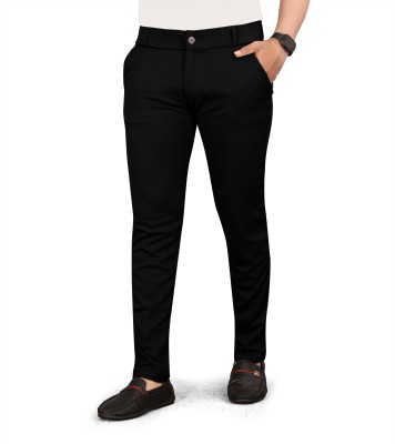 SRJ FASHION Slim Fit Men Black Trousers