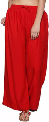 Kanna Fabric Regular Fit Women Red Trousers