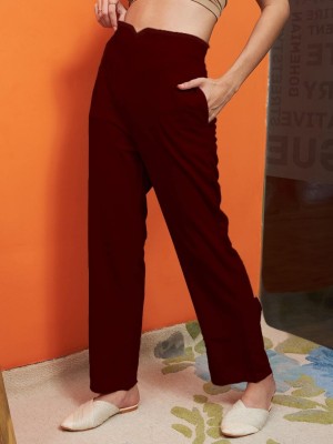 ATHENA Regular Fit Women Maroon Trousers