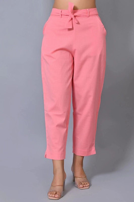 IQRAAR Regular Fit Women Pink Trousers