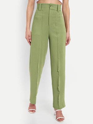 GLITO Flared Women Light Green Trousers