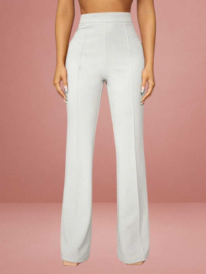 lookskky Comfort Fit Women White Trousers