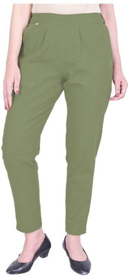 HouseOfCommon Comfort Fit Women Green Trousers
