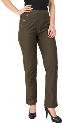 HouseOfCommon Slim Fit Women Green Trousers