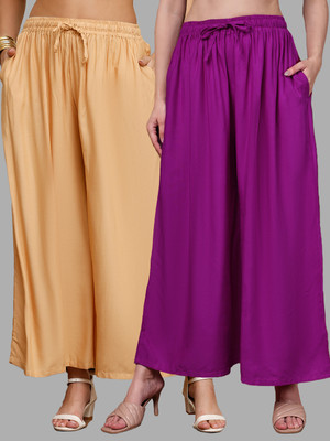 VALLES365 by S.c. Flared Women Pink, Beige Trousers