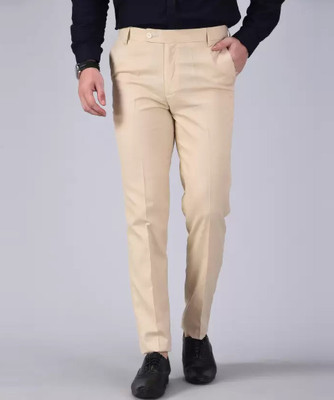 Sucheh Gwalior Regular Fit Men Cream Trousers