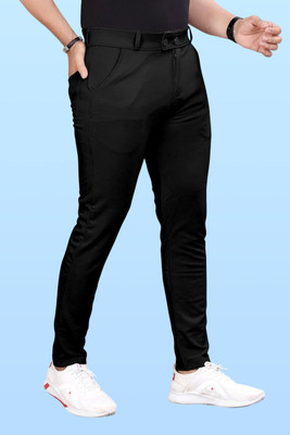 GIBBONTE Slim Fit Men Black Trousers