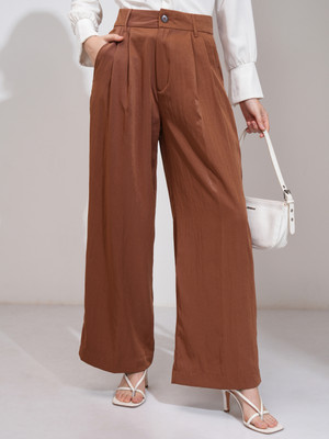 Tokyo Talkies Flared Women Brown Trousers