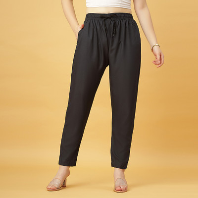 GANIX FASHION THAT DEFINE YOU Regular Fit Women Black Trousers