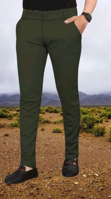Advikfashion Slim Fit Men Green Trousers