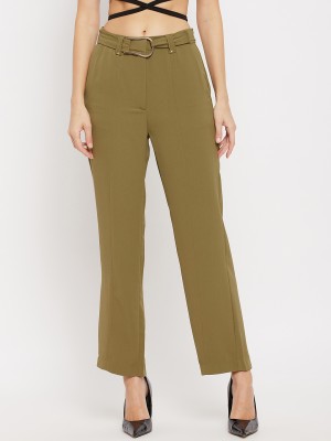 MADAME Regular Fit Women Green Trousers