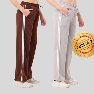 Tiger Style Relaxed Women Brown, Grey Trousers