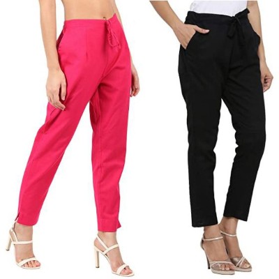 Myzora Regular Fit Women Pink, Black Trousers