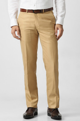 VAN HEUSEN Slim Fit Men Yellow Trousers