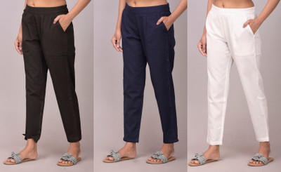 Adhisa Regular Fit Women Black, Blue, White Trousers