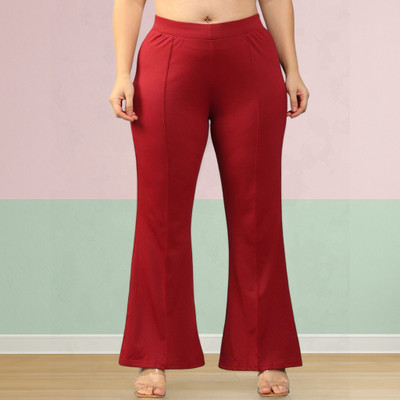 Trouserwala Loose Fit Women Maroon Trousers