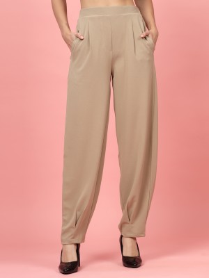 PLUSS Regular Fit Women Beige Trousers