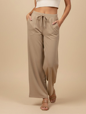 Moda Rapido Flared Women Beige Trousers