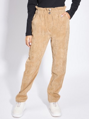 luyk Tapered Girls Beige Trousers