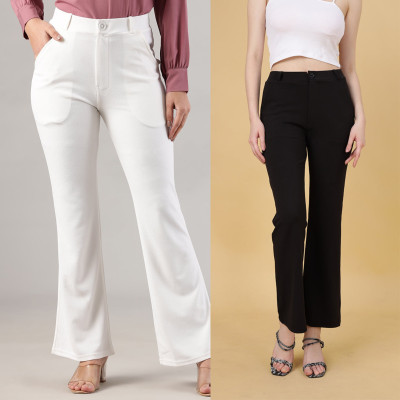 INDIANRANG Regular Fit Women White, Black Trousers
