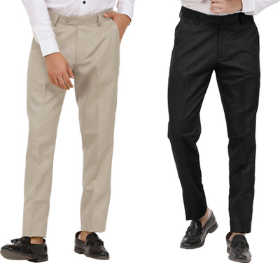 Kundan Regular Fit Men Brown, Black Trousers